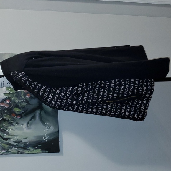 CHICOS ZENERGY COLLECTION Knit Black Lace Black/Cream Stripe JACKET Sz 3 XL 16 - Picture 8 of 13